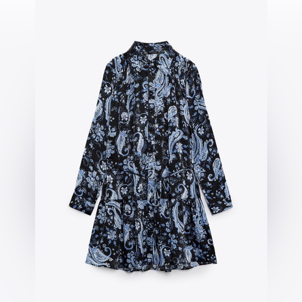 Zara paisley shirt dress 
Never worn with the tags 
Tie waist